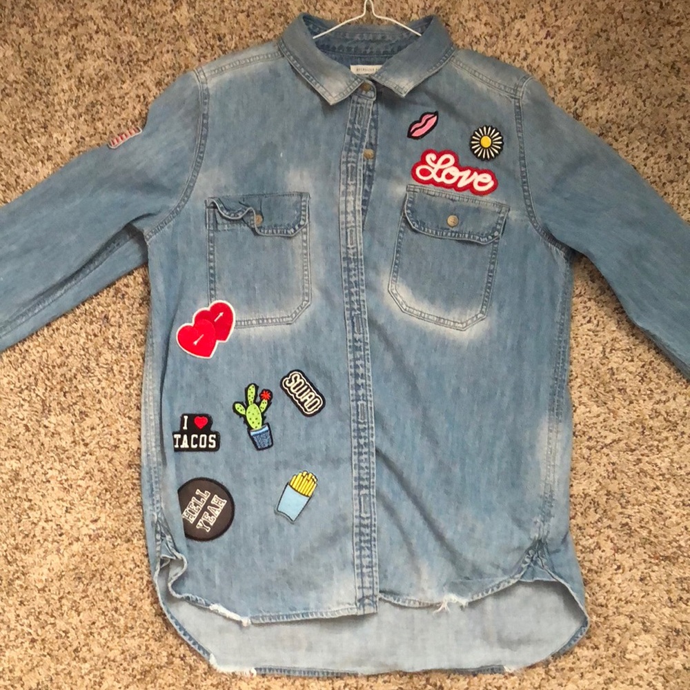 Denim Patched Throw-over